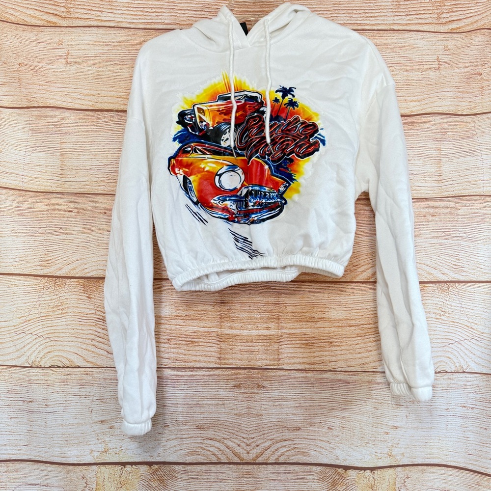 Shein Crop‎ Graphic Hoodie Sweatshirt Size Small